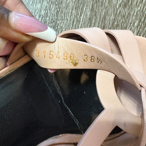 Saint Laurent Tribute Platform Sandals Blush Nude Pink Leather 315490 Size 38.5 - Picture 8 of 12